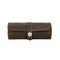 Xusx111 - Caso De Reloj De Viaje De Cuero Genuino, Caso De Rollo De Cuero De 3 Relojes Para Relojes Y Pulseras-Café