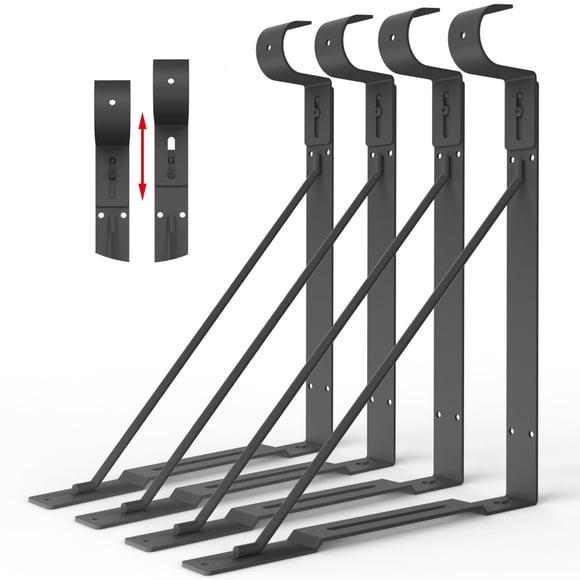Broset Rod Soportes Eau, 4 unidades, ajustables, acero negro, 32 — 34 cm
