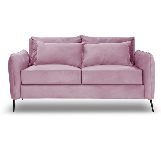 Sofá Italia 2 Cuerpos 192 Felpa Rosa