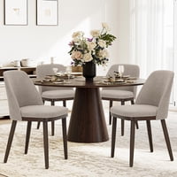 Sillas De Comedor Colamy Juego De 4 Tapizadas Con Tela Y Patas De Madera