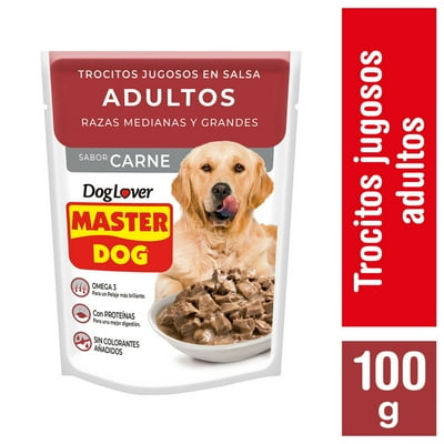 Alimento Húmedo Perro Adulto Trocitos Sabor Carne Pouch 100 G Master Dog