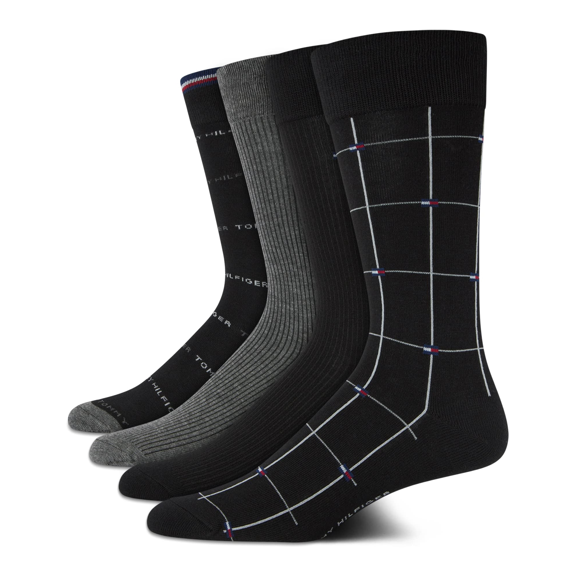 Calcetines De Vestir Tommy Hilfiger, Paquete De 4, Cómodos Y Elásticos, Con Cuello Redondo, Para Hombre