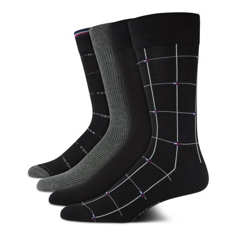 Calcetines De Vestir Tommy Hilfiger, Paquete De 4, Cómodos Y Elásticos, Con Cuello Redondo, Para Hombre