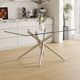 thumbnail image 2 of Large Modern Minimalist Rectangular Glass Dining Table with 0.39" Tempered Glass Tabletop and Silver Chrome Metal Legs, for Kitchen Dining Living Meeting Room Banquet hall,63''x35''x 29''W1151S00191, 2 of 3