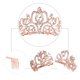 thumbnail image 2 of Xiao Hua Corona de Diamante en Oro Rosa Princesa Elegante Corona con Peine Tocado para Mujer Nupcial Boda Baile Fiesta de Cumpleaños Tocado, 1 Pieza, 2 of 4