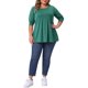thumbnail image 2 of Agnes Orinda Conjuntos de Halloween para Mujeres Camiseta de Talla Grande Cuello Redondo Plisado de Manga Larga Blusa Suave Casual Túnica 3X Verde, 2 of 6