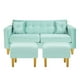 thumbnail image 1 of Sofa New Retro 3c + 2 Pouf Felpa 01 Verde Agua, 1 of 6