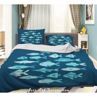 Milsleep - 3D Cartoon Fish Pattern Quilt Cover Set Ropa De Cama Set Funda Nórdica Fundas De Almohada Wj