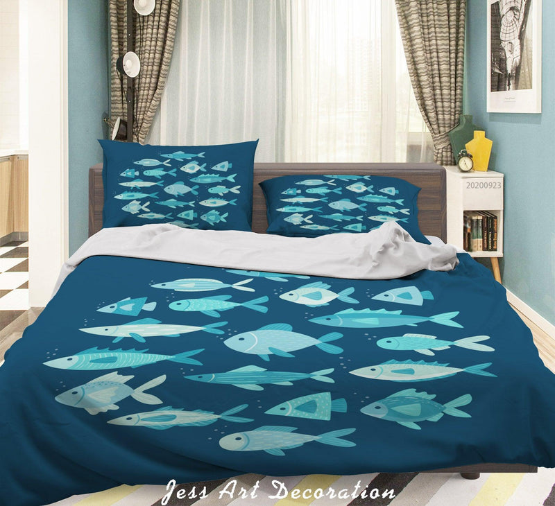 Milsleep - 3D Cartoon Fish Pattern Quilt Cover Set Ropa De Cama Set Funda Nórdica Fundas De Almohada Wj