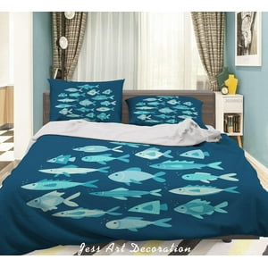 Milsleep - 3D Cartoon Fish Pattern Quilt Cover Set Ropa De Cama Set Funda Nórdica Fundas De Almohada Wj