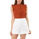 thumbnail image 1 of INSPIRE CHIC Blusas sin mangas para mujer de regreso a clases, blusas de trabajo con volantes y pliegues, tops elegantes, naranja oscuro M, 1 of 7