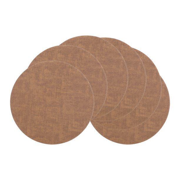 REGALWOVEN Juego de 6 Manteles Individuales para Decoración de Mesa de Comedor de Cocina, Mantel de Cuero Sintético Lavable Resistente al Calor Manteles Individuales Limpiables Amarillo 13*13in