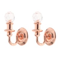 Magideal - 2X Lámpara Casa De Muñecas Apliques De Pared Led Muñeca Simulación Habitación Decoración Para Casa De Muñecas Sala De Estar Modelo De Luz En Miniatura Oro Rosa