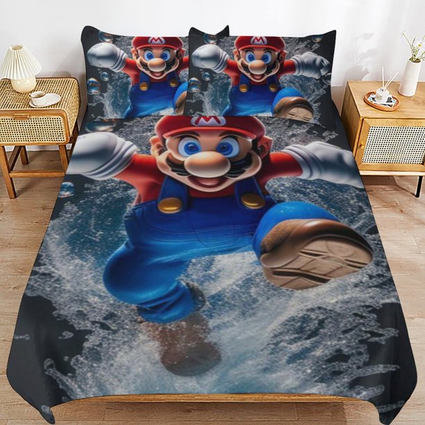 Super Mario Duvet Cover Set 3 Piece Bedding Set Double Sided Printing Decorative Comforter Cover Set