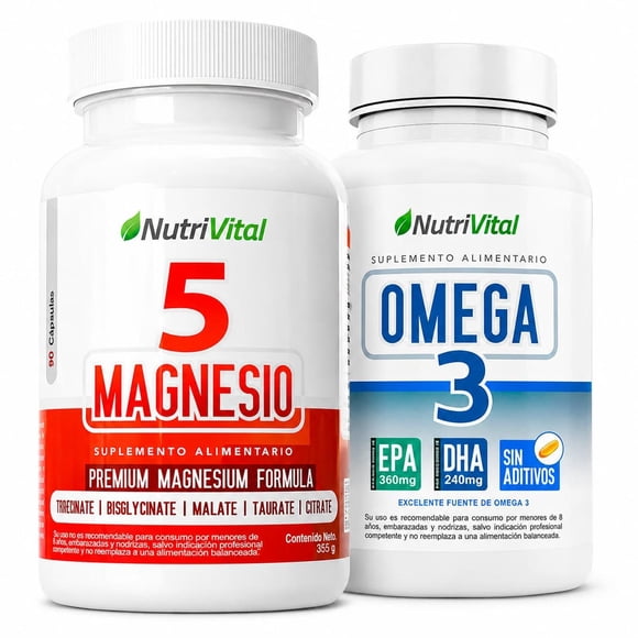Pack 5 magnesios con omega 3 Nutrivital
