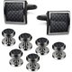 thumbnail image 1 of Set de 8 gemelos y botones para camisa de fibra de carbono para hombre, 1 of 3