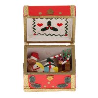 Magideal - Accesorios Para Casa De Muñecas, Cofre De Navidad En Miniatura A Escala 1/12, Caja De Regalo De Madera Para Adornos De Micropaisaje De Casa De Muñecas