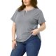 thumbnail image 4 of Agnes Orinda Camisetas de Mujer Tallas Grandes Cuello en V con Muesca Mangas Cortas Enrolladas Camisetas Suaves Casuales de Verano 2025 5X Gris, 4 of 6