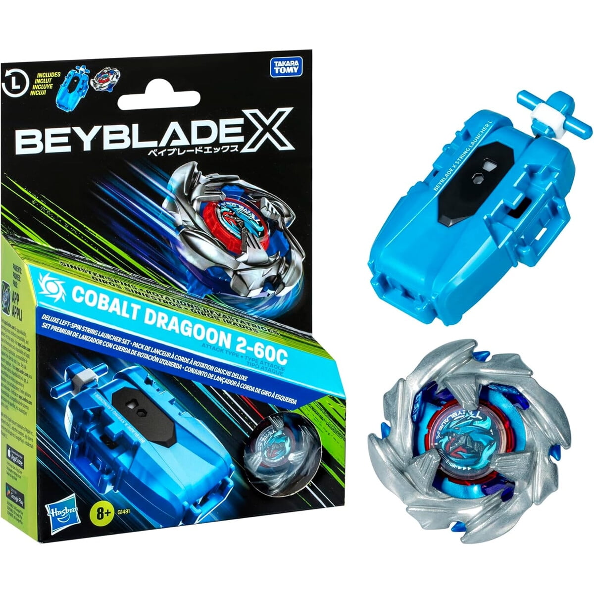 Beyblade X Cobalt Dragoon 260C Lanzador Cuerda Giro Izquierdo | Lider
