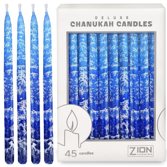 Velas de Janucá Aviv Judaica 45 unidades Azul Escarchado 14,6 cm