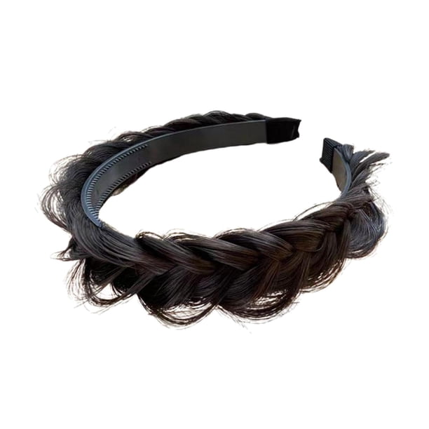 Diadema Trenzada para El Cabello, Diadema Trenzada Ancha, Peinado para El Cabello, Banda para El Cabello Gruesa, Banda para El Cabello Trenzada para M marrón oscuro