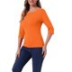 thumbnail image 4 of INSPIRE CHIC Camisetas de Mujer Mangas al Codo Cuello Barco Ajuste Ceñido Casual Camisetas Sólidas Naranja M, 4 of 6