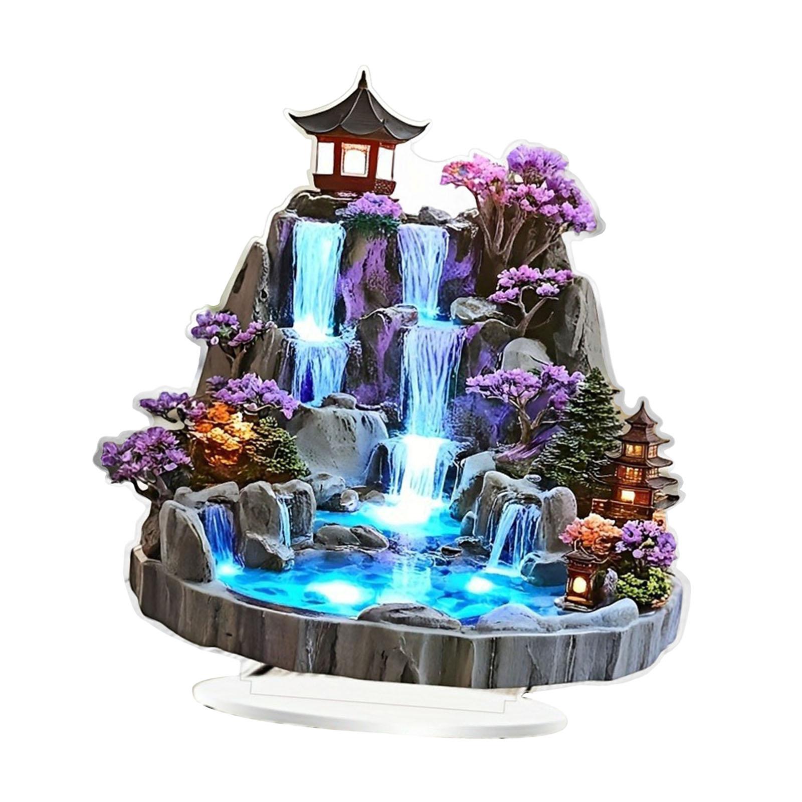Magideal - Fuente De Agua De Mesa 2D, Decoración De Mesa, Letrero Creativo, Placa De Acrílico Para Escritorio, Estantería De Oficina, Sala De Estar Y Escritorio.