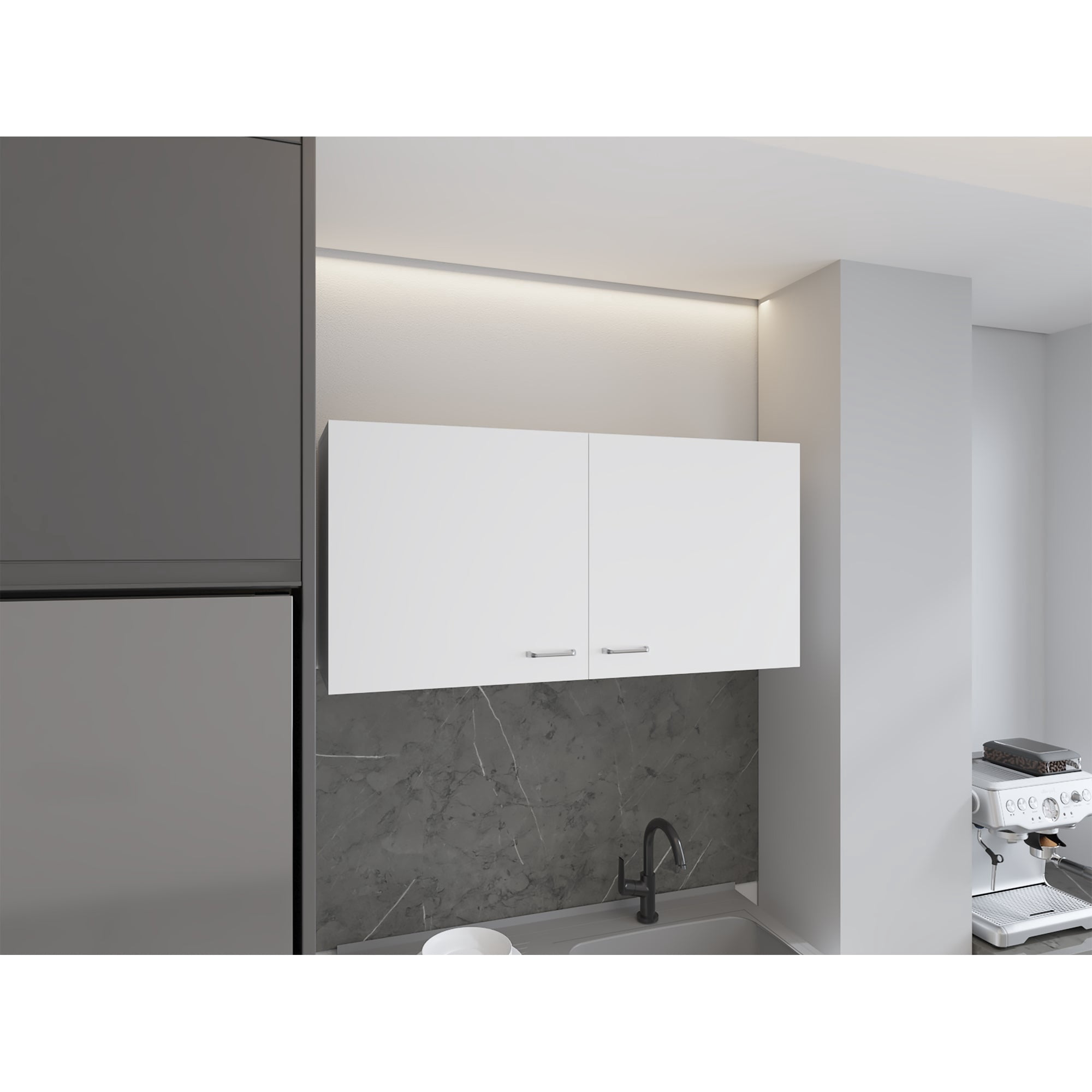 Tuhome - Mueble De Cocina Mural Napoles Blanco 2 Puertas