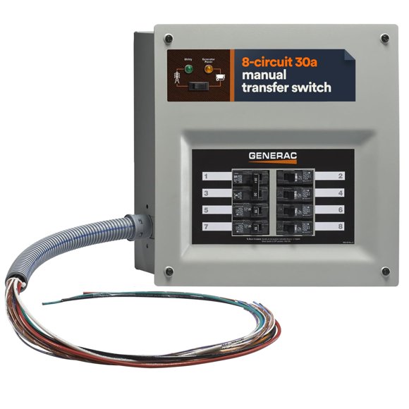 Interruptor de transferencia manual Generac 6854 HomeLink 30A de 8 circuitos