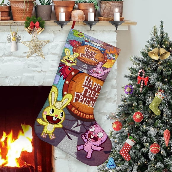 Calcetines de Navidad Desmarcar Happy Tree Friends Lino Blanco 45cm x 32cm
