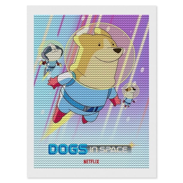 Perros en el Espacio Kits de Pintura de Diamantes para Adultos 5D DIY Diamond Art Kits Full Drill Diamond Dots para Regalo Decoración de Pared y Relajación Artes de Gemas 30*40cm