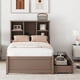Modern Twin Size Bed Frame With Built-in USB Port on Bookcase Headboard ...