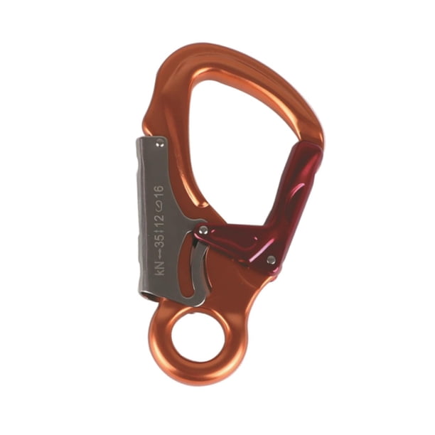 Gancho de mosquetón de doble bloqueo, mosquetón de bloqueo automático, llave suave, puerta de nariz, mosquetón de escalada de aluminio para montañismo Naranja