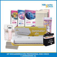 Hobypress - Kit Profesional De Encuadernación De Disc Cinch + Laminadora Dorada A4