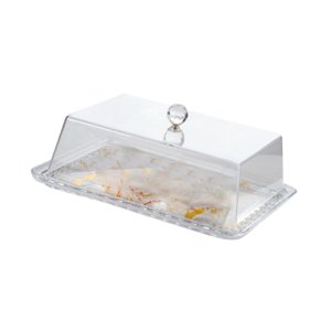 Bothyi - Soporte Para Tartas De Acrílico A Prueba De Polvo, Soporte Para Tartas, Donas, Magdalenas, Fiestas Festivas, Rectangular, Dorado M