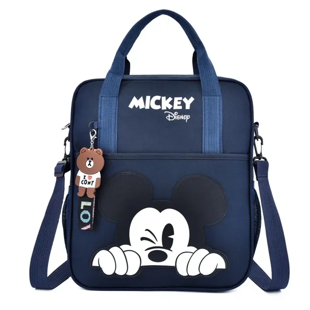 MINISO Disney Student Tutoring Bag Multifunctional Cartoon Mickey School Backpack Tote Handbag Document Bookbag Square Schoolbag