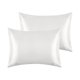thumbnail image 1 of REGALWOVEN Juego de 2 fundas de almohada de satén para cabello y piel con cierre de sobre King Blanco, 1 of 6