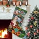 thumbnail image 1 of Es un Mundo Muy Muy Grande Tema: Calcetines de Navidad, fino lino blanco para colgar en escaleras y chimenea, decoración navideña para el hogar, regalo de Navidad. 45cm × 32cm, 1 of 5
