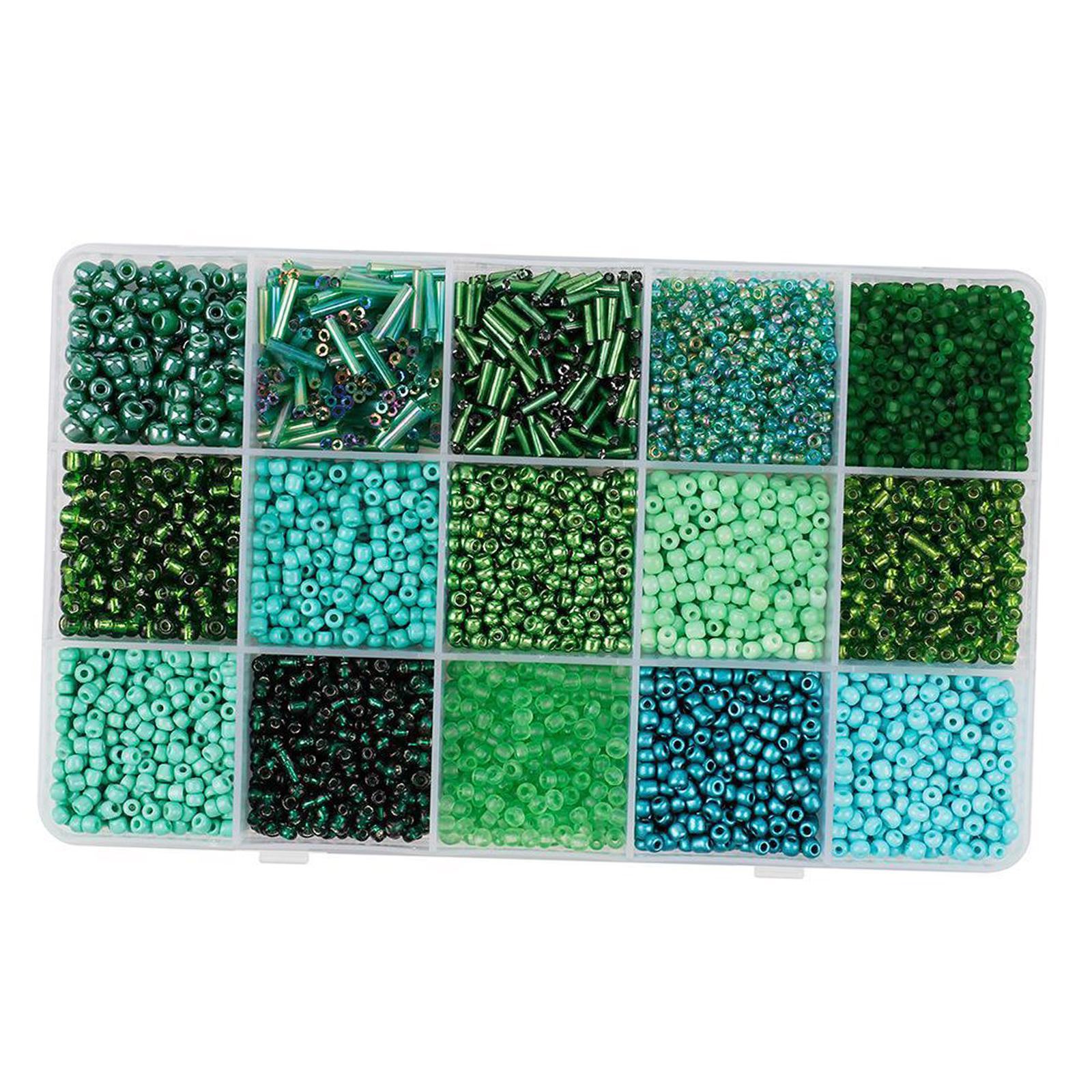 Bothyi - Kit De Cuentas De Semillas Para Hacer Joyas, 15 Colores, Suministros De Abalorios Para Manualidades, Cuentas Artesanales, Verde Oscuro