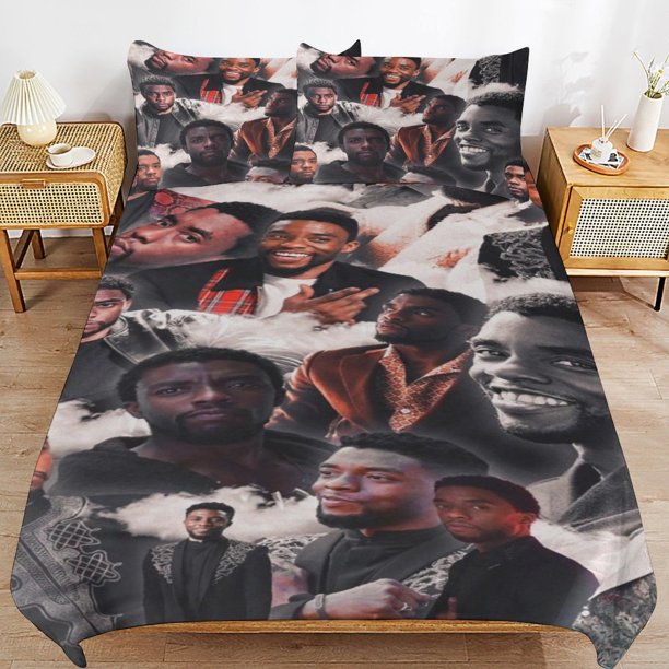 Chadwick Boseman Bedding Sets Ultra Soft Skin-Friendly Duvet Cover 3 Piece, Cute Comforter Cover Bed Set for Boys Girls Kids