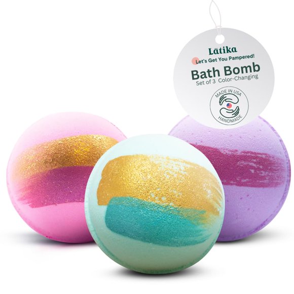 Bombas de baño Latika de cambio de color, pack de 3, orgánicas