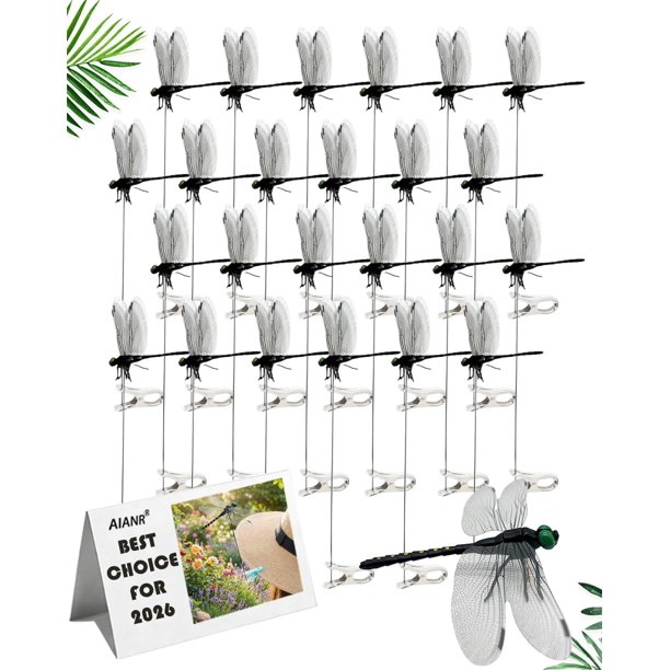 Clips libélula repelente insectos señuelos realistas 3D falsos estacas jardín 12 uds