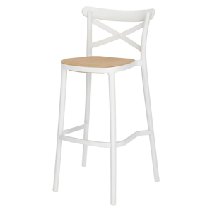 Moboi - Taburete Crossback Danubio Piso De Bar O Terraza 66Cm Blanco