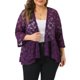 thumbnail image 1 of Agnes Orinda Trajes de Halloween para Mujeres Tallas Grandes Cárdigans de Escuela Colegio Abiertos al Frente Mangas 3/4 Acampanadas Encaje Transparente Floral Cubierta Bolero Chalecos 1X Púrpura, 1 of 8
