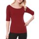 thumbnail image 3 of INSPIRE CHIC Camisetas de Mujer para Regreso a Clases con Cuello de Barco, Mangas Medias, Ajustadas, para Capas, Suaves, Talla S, Rojo, 3 of 8