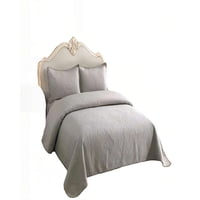 Genérico - Cubrecama De Verano Quilt 1 5 Plazas Con Pompon Color Gris