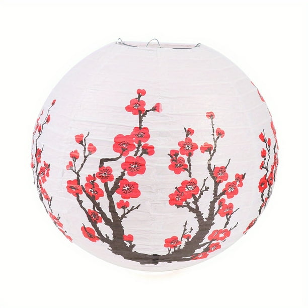 35cm/13.78inch Plum Blossom Round Paper Lantern Lamp Shade: Add a Touch of Oriental Style to Your Home Decor!