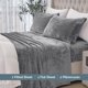 thumbnail image 3 of Juego de sábanas Elegant Comfort de franela de terciopelo completamente gris, 4 piezas, 3 of 9