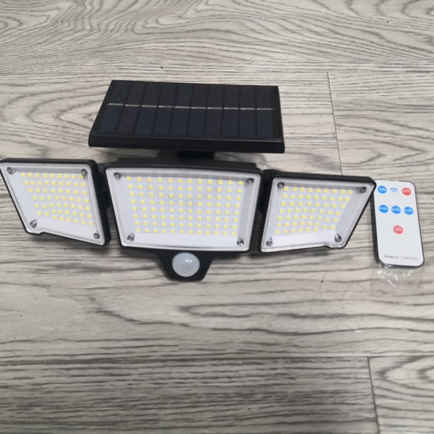 1pc/ 2pcs Solar Outdoor Light, 220 LED 2500LM Safety Floodlight With Motion Sensor, Remote Control, 3 Lighting Modes, 3 Head Outdoor Light, 270° Wide Lighting, IP65 Waterproof Wall Light