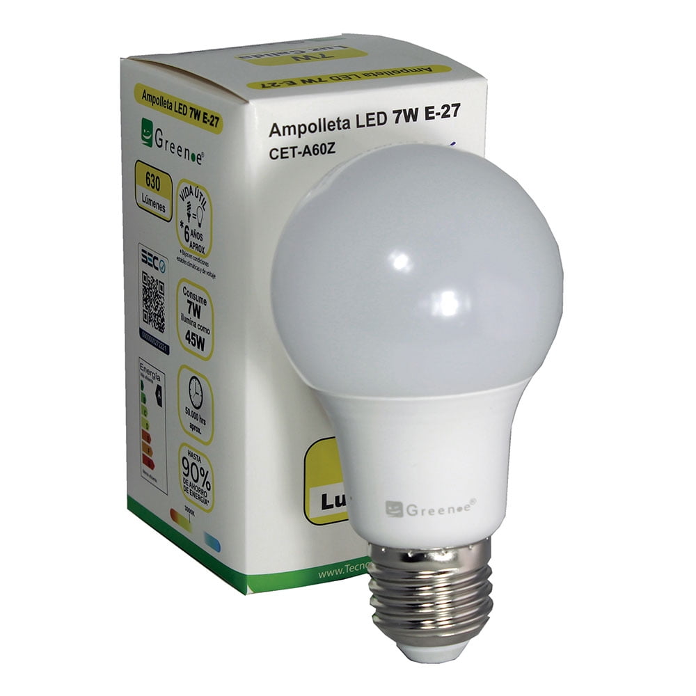 Green E - Ampolleta Led 7w E27 Luz Cálida